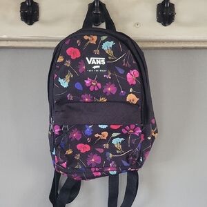 Vans Women's Black Backpack with Floral Design